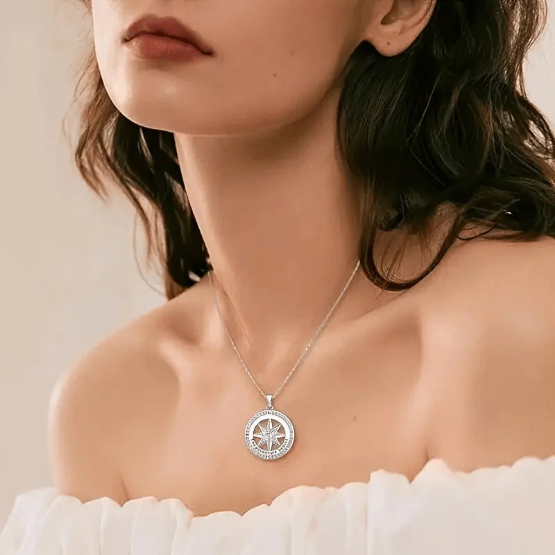 S925 Guiding Light I'd Be Lost Without You Compass Necklace... Navigate Love's Journey with Elegance