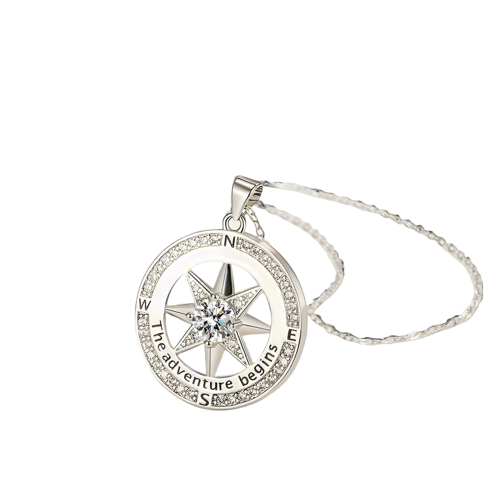 S925 Guiding Light I'd Be Lost Without You Compass Necklace... Navigate Love's Journey with Elegance