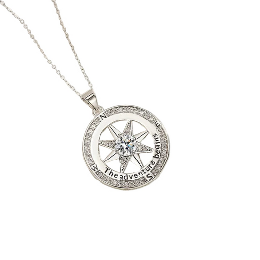 S925 Guiding Light I'd Be Lost Without You Compass Necklace... Navigate Love's Journey with Elegance