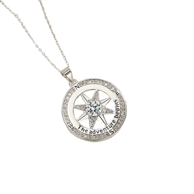 S925 Guiding Light I'd Be Lost Without You Compass Necklace... Navigate Love's Journey with Elegance