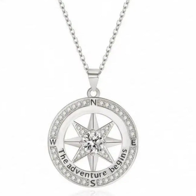 S925 Guiding Light I'd Be Lost Without You Compass Necklace... Navigate Love's Journey with Elegance