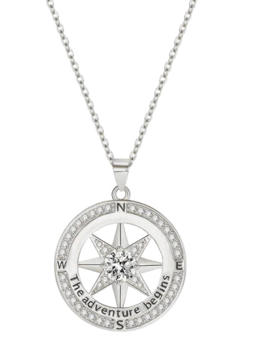 S925 Guiding Light I'd Be Lost Without You Compass Necklace... Navigate Love's Journey with Elegance